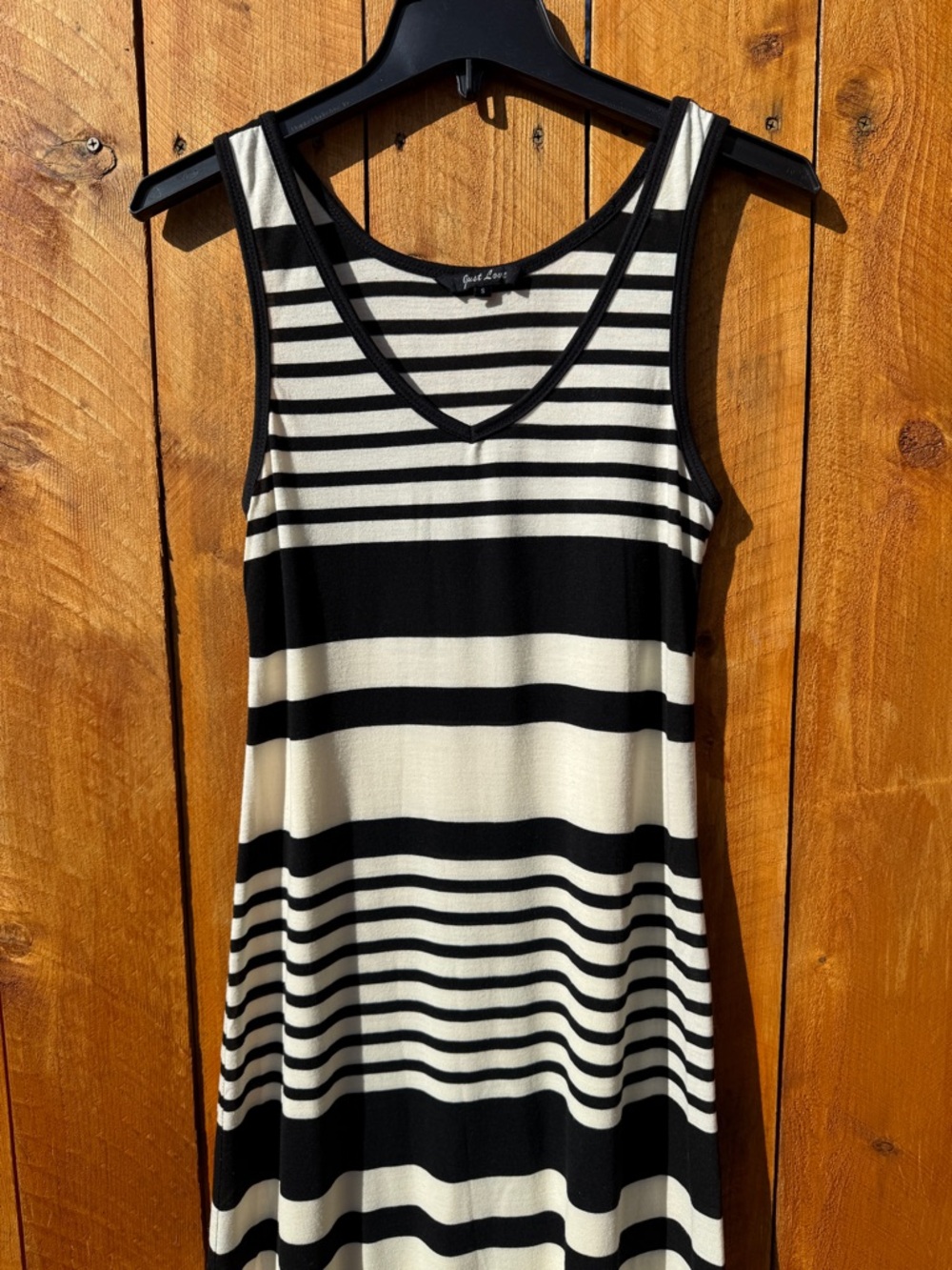Just Love Sleeveless Black & Off White Striped Maxi Dress - Small - Picture 7 of 9